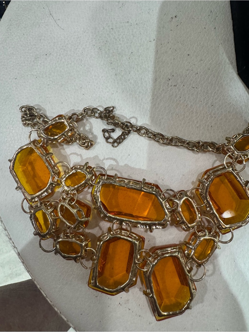Kenneth Jay Lane Gold-Tone Amber Crystal Bib Necklace - Picture 5 of 6